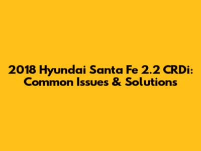 2018 Hyundai Santa Fe 2.2 CRDi: Common Issues & Solutions