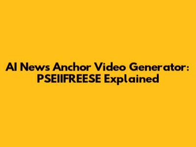 AI News Anchor Video Generator: PSEIIFREESE Explained