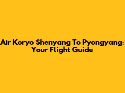 Air Koryo Shenyang To Pyongyang: Your Flight Guide