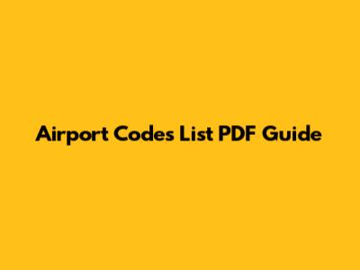 Airport Codes List PDF Guide