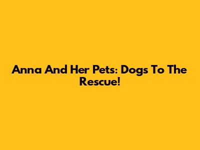 Anna And Her Pets: Dogs To The Rescue!