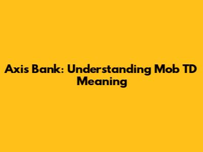 Axis Bank: Understanding Mob TD Meaning