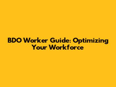 BDO Worker Guide: Optimizing Your Workforce