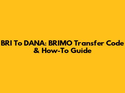 BRI To DANA: BRIMO Transfer Code & How-To Guide