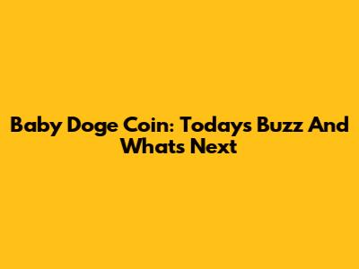 Baby Doge Coin: Today's Buzz And What's Next