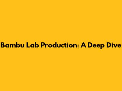 Bambu Lab Production: A Deep Dive
