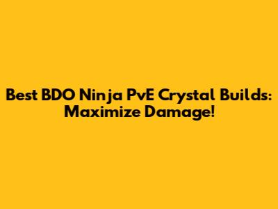 Best BDO Ninja PvE Crystal Builds: Maximize Damage!