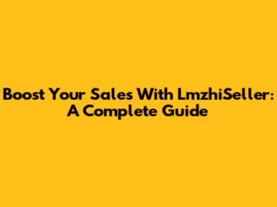 Boost Your Sales With LmzhiSeller: A Complete Guide