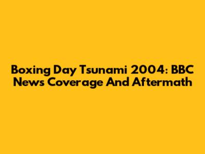 Boxing Day Tsunami 2004: BBC News Coverage And Aftermath