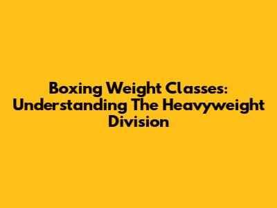 Boxing Weight Classes: Understanding The Heavyweight Division