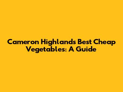 Cameron Highland's Best Cheap Vegetables: A Guide