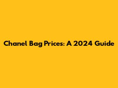 Chanel Bag Prices: A 2024 Guide