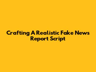 Crafting A Realistic Fake News Report Script