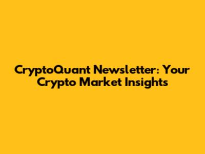 CryptoQuant Newsletter: Your Crypto Market Insights