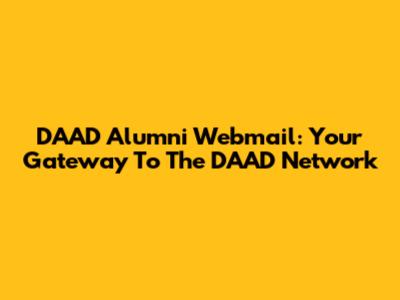 DAAD Alumni Webmail: Your Gateway To The DAAD Network