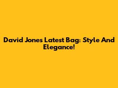 David Jones Latest Bag: Style And Elegance!