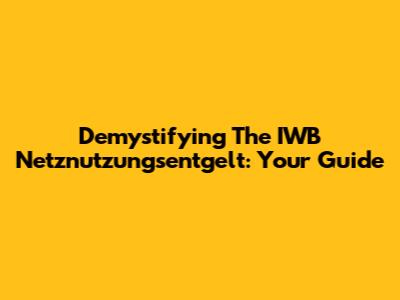 Demystifying The IWB Netznutzungsentgelt: Your Guide