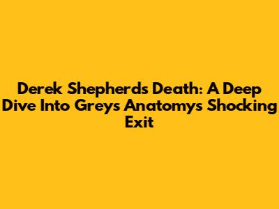 Derek Shepherd's Death: A Deep Dive Into Grey's Anatomy's Shocking Exit