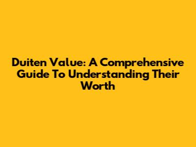 Duiten Value: A Comprehensive Guide To Understanding Their Worth