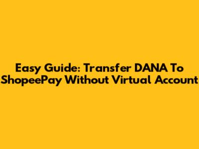 Easy Guide: Transfer DANA To ShopeePay Without Virtual Account