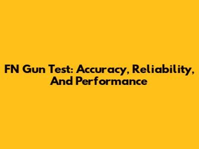 FN Gun Test: Accuracy, Reliability, And Performance