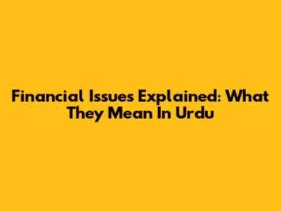 Financial Issues Explained: What They Mean In Urdu