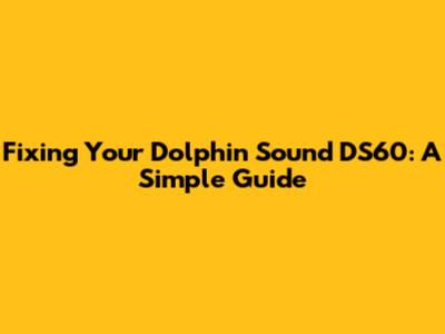 Fixing Your Dolphin Sound DS60: A Simple Guide