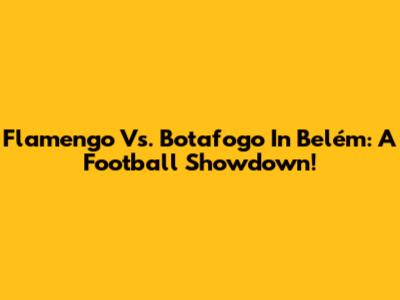 Flamengo Vs. Botafogo In Belém: A Football Showdown!