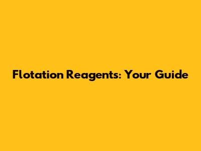 Flotation Reagents: Your Guide