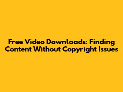 Free Video Downloads: Finding Content Without Copyright Issues
