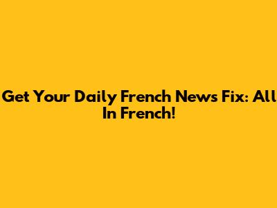 Get Your Daily French News Fix: All In French!