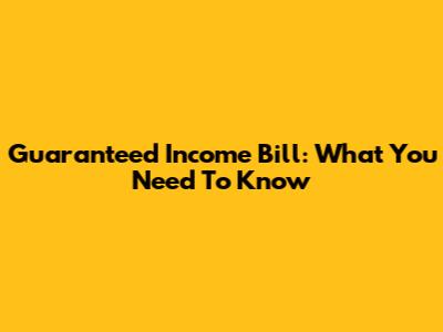 Guaranteed Income Bill: What You Need To Know