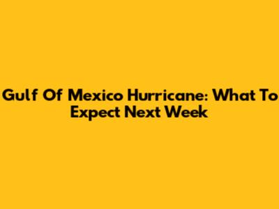 Gulf Of Mexico Hurricane: What To Expect Next Week