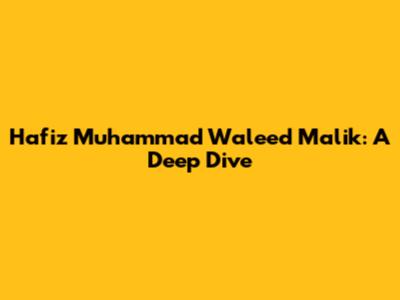 Hafiz Muhammad Waleed Malik: A Deep Dive