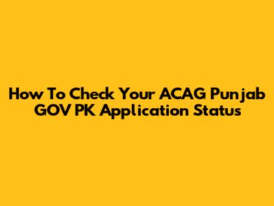 How To Check Your ACAG Punjab GOV PK Application Status
