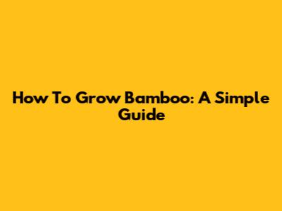 How To Grow Bamboo: A Simple Guide