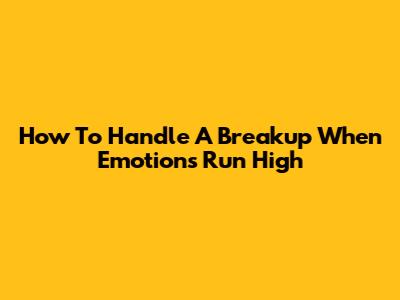 How To Handle A Breakup When Emotions Run High