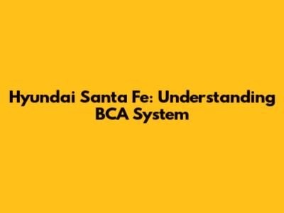 Hyundai Santa Fe: Understanding BCA System