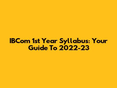 IBCom 1st Year Syllabus: Your Guide To 2022-23