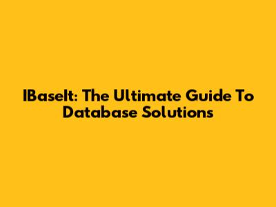 IBaseIt: The Ultimate Guide To Database Solutions
