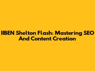 IIBEN Shelton Flash: Mastering SEO And Content Creation