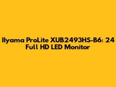 IIyama ProLite XUB2493HS-B6: 24" Full HD LED Monitor