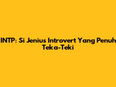 INTP: Si Jenius Introvert Yang Penuh Teka-Teki