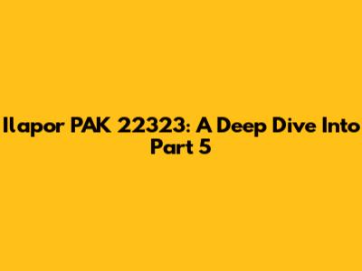 Ilapor PAK 22323: A Deep Dive Into Part 5