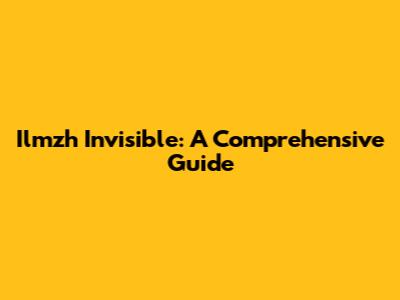 Ilmzh Invisible: A Comprehensive Guide