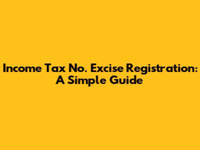 Income Tax No. Excise Registration: A Simple Guide