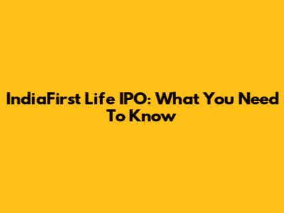 IndiaFirst Life IPO: What You Need To Know