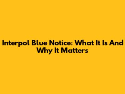 Interpol Blue Notice: What It Is And Why It Matters
