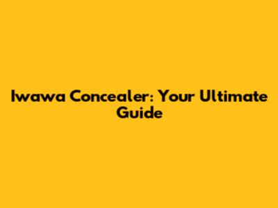 Iwawa Concealer: Your Ultimate Guide