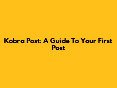 Kobra Post: A Guide To Your First Post